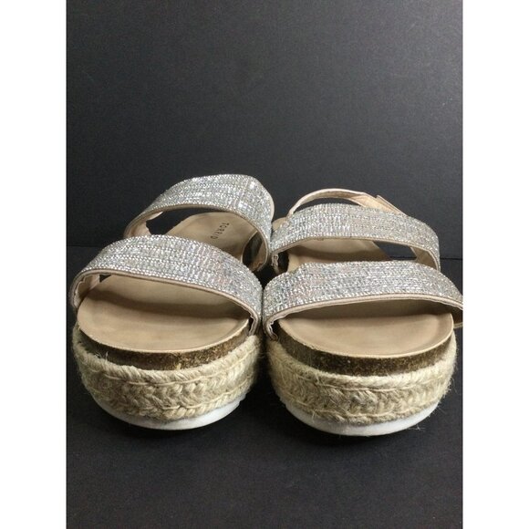 Torrid Womens Espadrille Sandals Silver Sparkling Size 11 WW Cork Platform - Picture 3 of 11